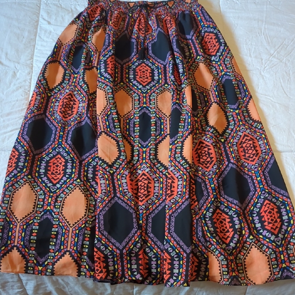 Maeve Orange and Black A-Line Skirt